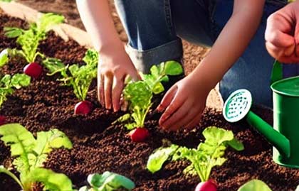 moestuin kinderen radijsjes verbouwen